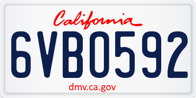 CA license plate 6VBO592