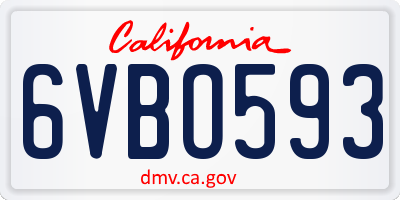 CA license plate 6VBO593