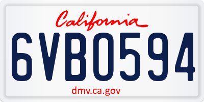 CA license plate 6VBO594
