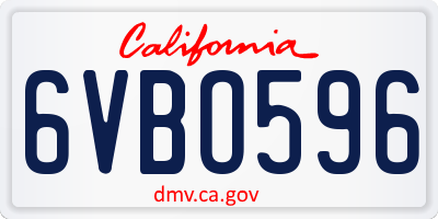 CA license plate 6VBO596