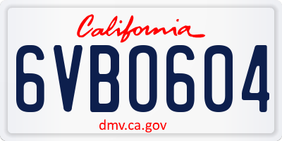 CA license plate 6VBO604