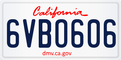 CA license plate 6VBO606