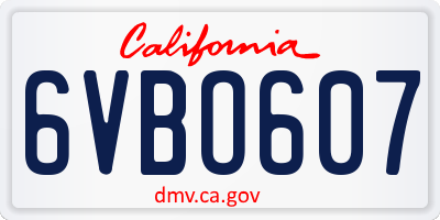 CA license plate 6VBO607