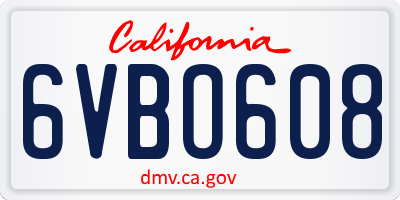 CA license plate 6VBO608