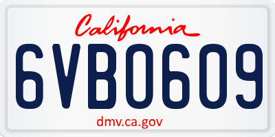 CA license plate 6VBO609