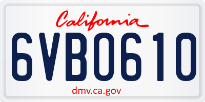 CA license plate 6VBO610