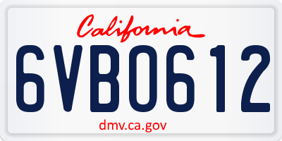 CA license plate 6VBO612
