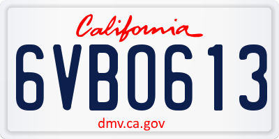 CA license plate 6VBO613