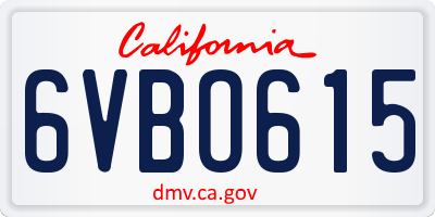 CA license plate 6VBO615