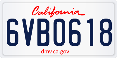 CA license plate 6VBO618