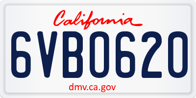 CA license plate 6VBO620