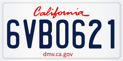 CA license plate 6VBO621