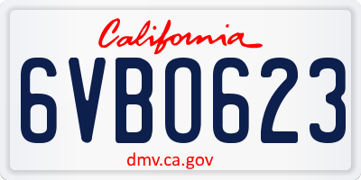 CA license plate 6VBO623