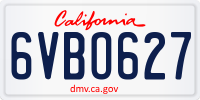 CA license plate 6VBO627