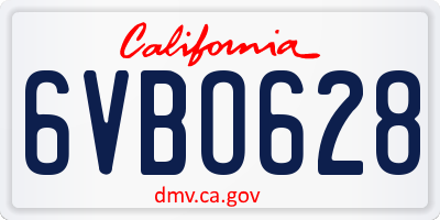 CA license plate 6VBO628