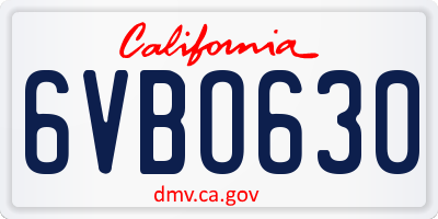 CA license plate 6VBO630