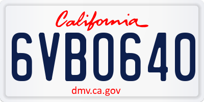 CA license plate 6VBO640
