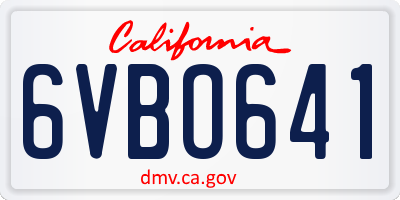 CA license plate 6VBO641