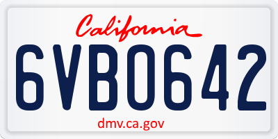 CA license plate 6VBO642