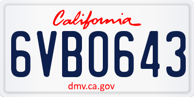 CA license plate 6VBO643