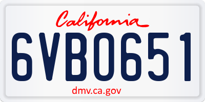 CA license plate 6VBO651