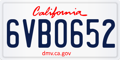 CA license plate 6VBO652