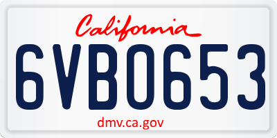 CA license plate 6VBO653