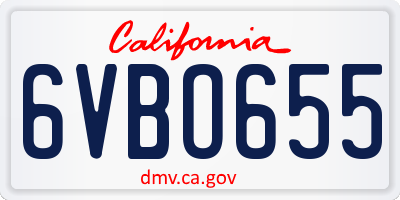 CA license plate 6VBO655