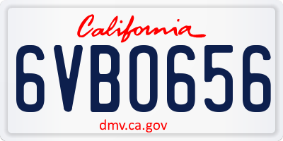CA license plate 6VBO656