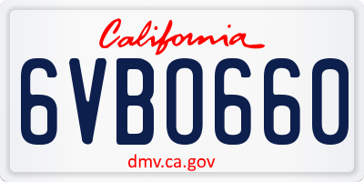 CA license plate 6VBO660