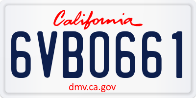 CA license plate 6VBO661