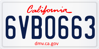 CA license plate 6VBO663