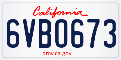 CA license plate 6VBO673