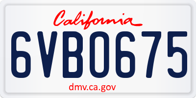 CA license plate 6VBO675