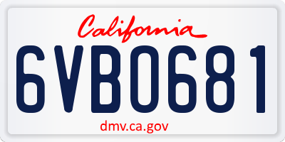 CA license plate 6VBO681