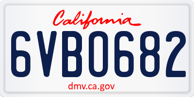 CA license plate 6VBO682