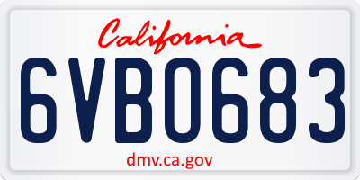 CA license plate 6VBO683