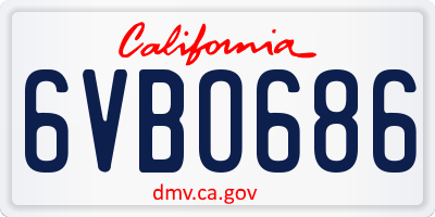CA license plate 6VBO686