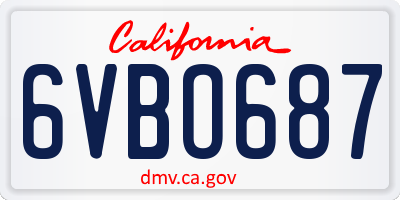 CA license plate 6VBO687