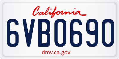 CA license plate 6VBO690