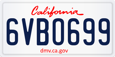 CA license plate 6VBO699