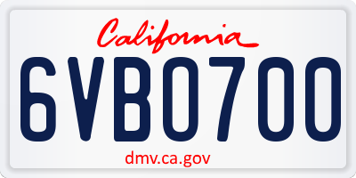 CA license plate 6VBO700