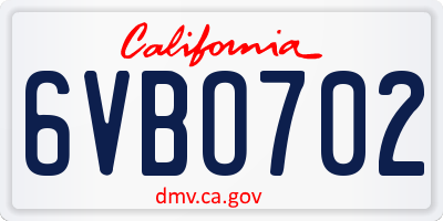 CA license plate 6VBO702