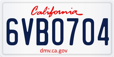 CA license plate 6VBO704