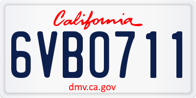 CA license plate 6VBO711