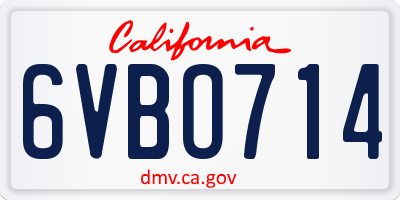 CA license plate 6VBO714