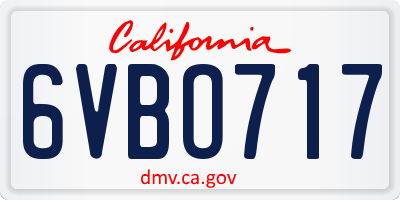 CA license plate 6VBO717