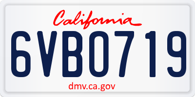 CA license plate 6VBO719