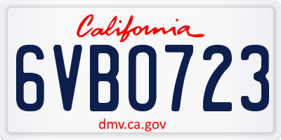 CA license plate 6VBO723