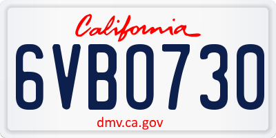 CA license plate 6VBO730